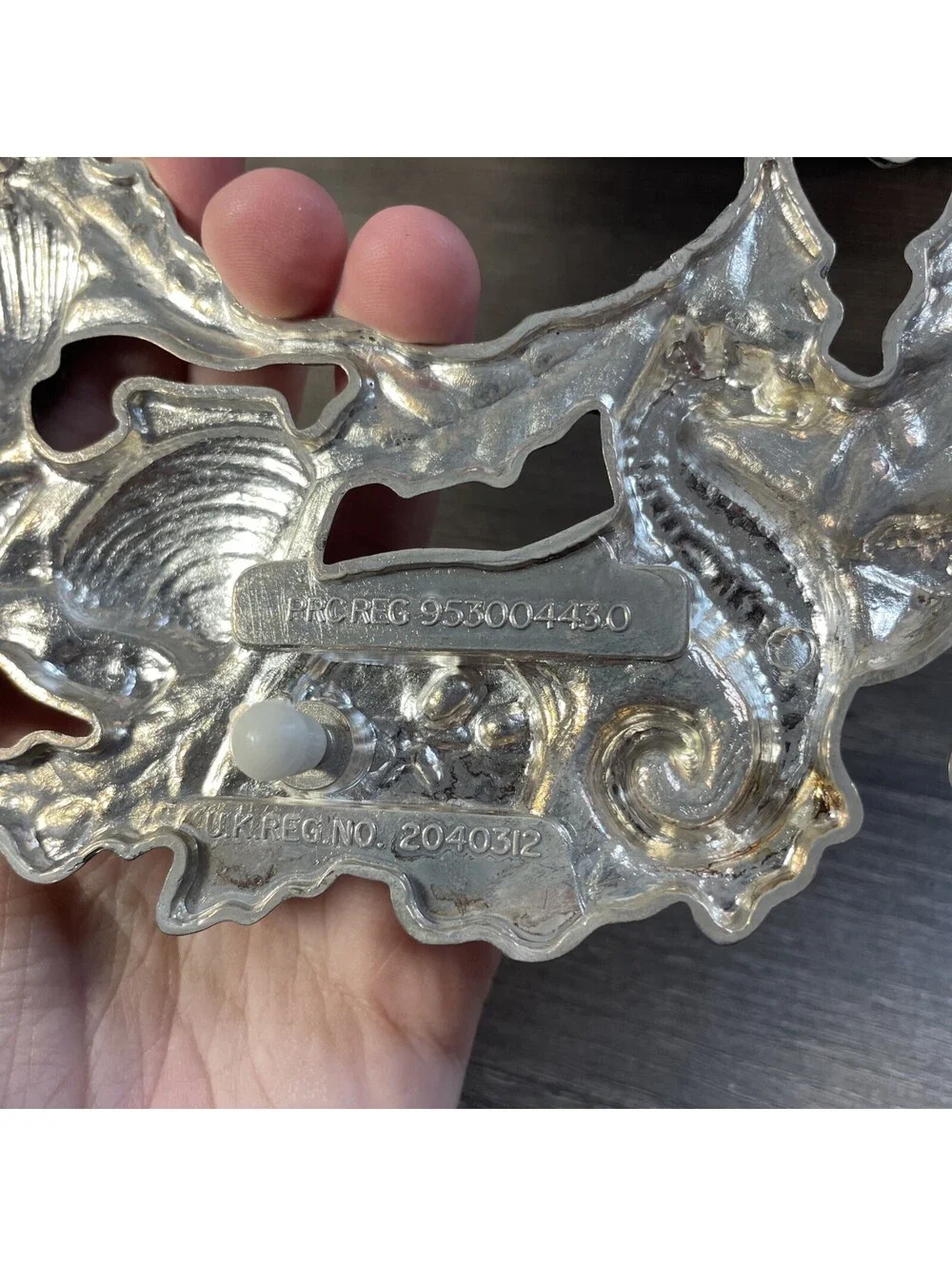 Godinger 1994 Silver Plated Seashell Coastal Wreath Trivet Seahorse Starfish